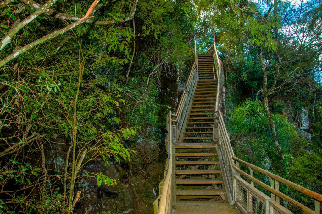 marcher sur les escaliers du circuit inférieur aux chutes d’Iguazu en Argentine marcher sur les escaliers du circuit inférieur aux chutes d’Iguazu en Argentine